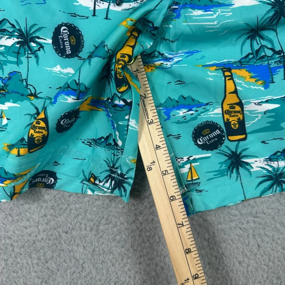 Corona Board‎ Shorts Mens 3XL (48/50) Teal Blue Tropical Beer Swim Trunks NEW